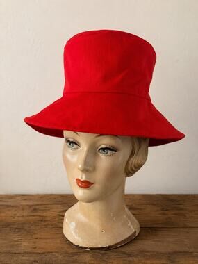 Vintage 2003 We The People Red Wide Brim Sculptural Hat Handmade Statement Hat